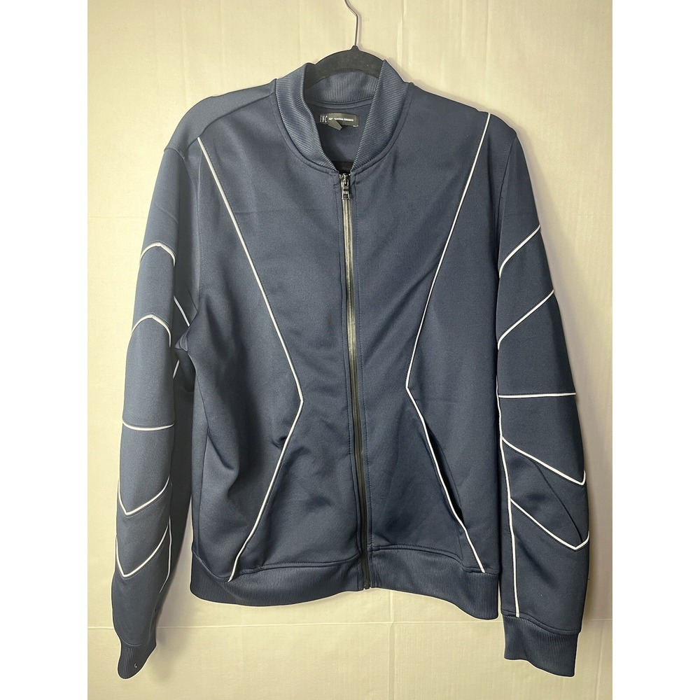 INC International Concepts Mens Knit Track Jacket Size M Blue Full Zip Stretch